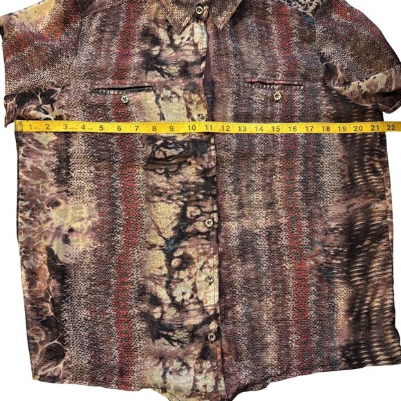 Vintage Alberto Makali Abstract Print Tie-Front Button-Up Blouse Size L - Picture 8 of 10